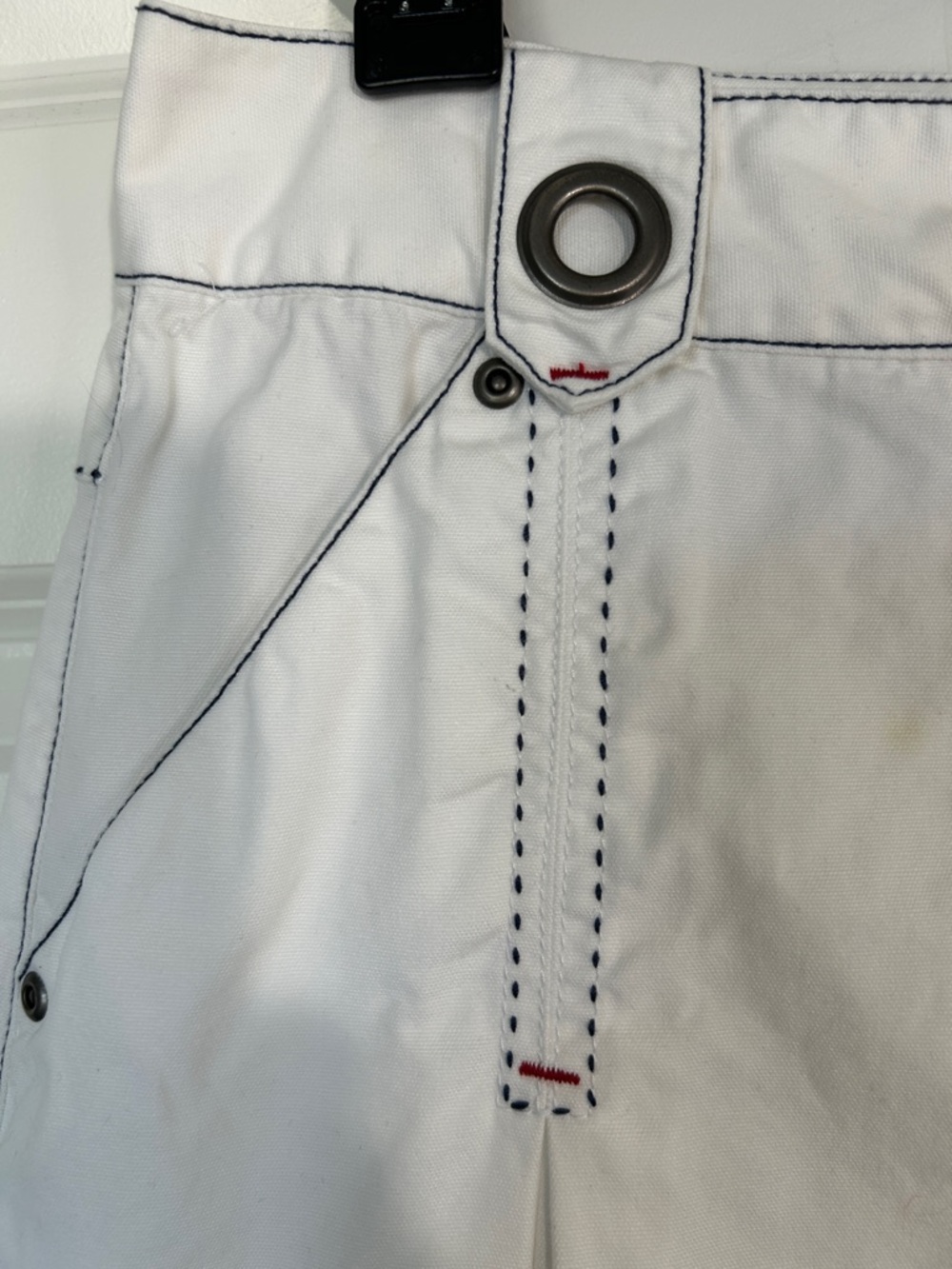 CAbi White A-Line Skirt with Navy Contrast Stitching - Picture 3 of 8